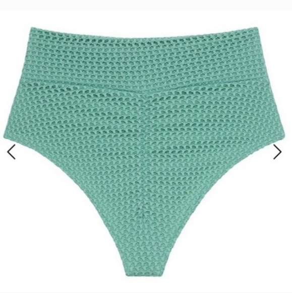 New!Montce Turquoise Crochet High Waisted Scrunch Butt Bikini Bottom - Picture 4 of 11
